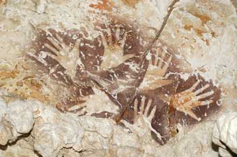 Hand Stencils on Cave Wall