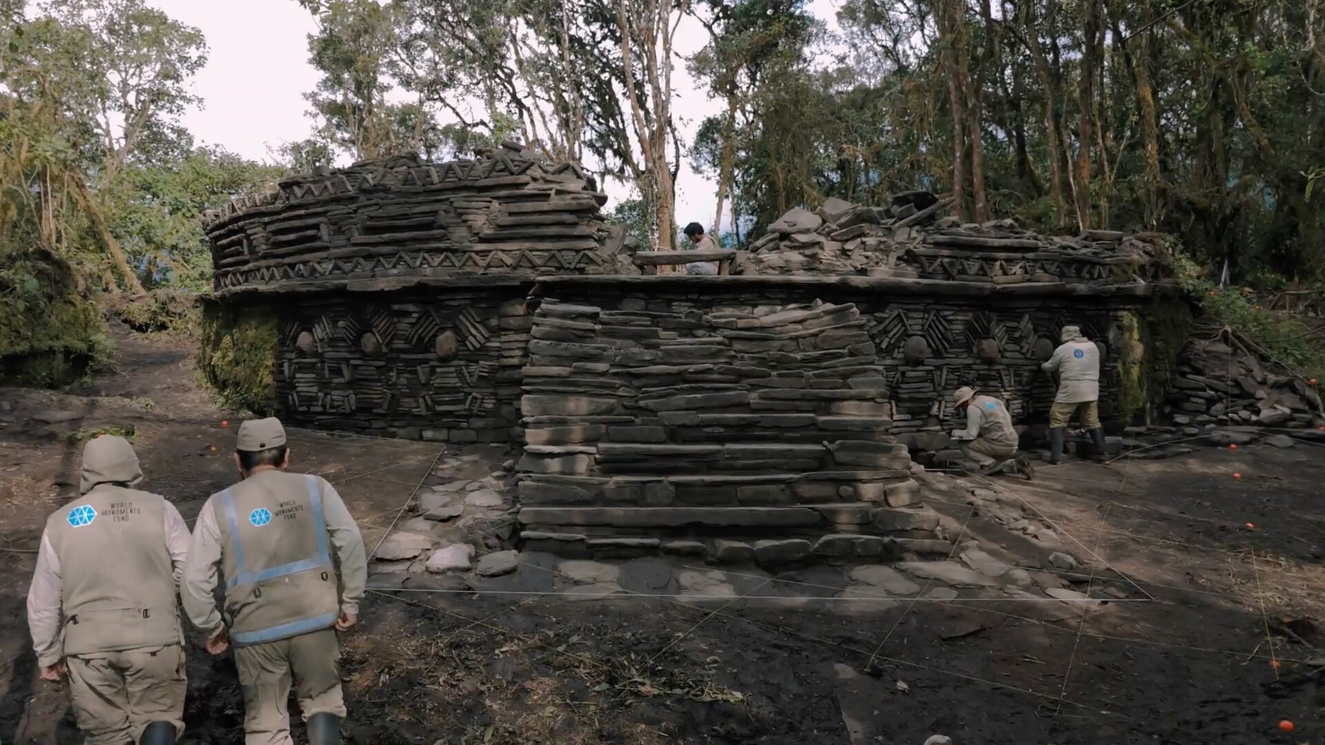 fountain and columns