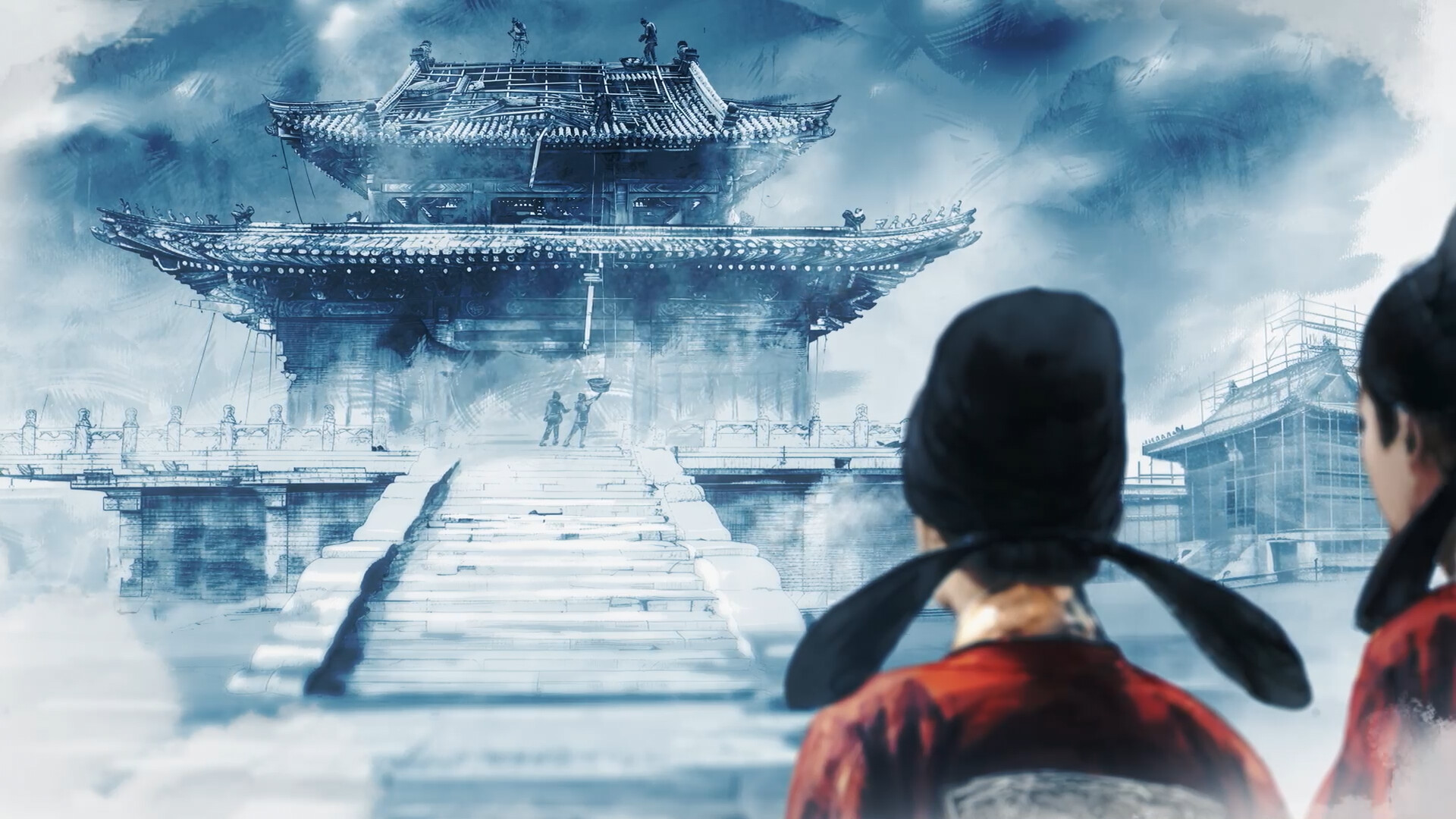 fountain and columns