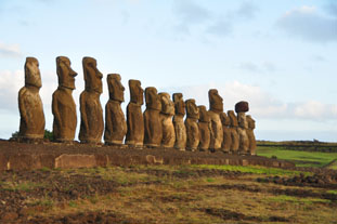 Row of Easter Island statues (moai)