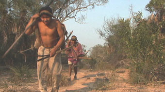 Hunter-Gatherers Emerging from Woods