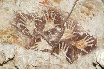 Hand Stencils on Cave Wall