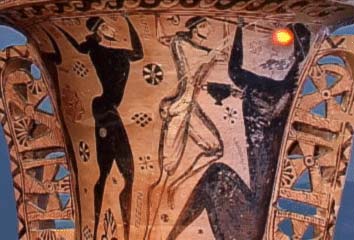 Close-up of amphora showing Ulysses blinding cyclops