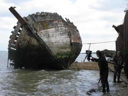 Wrecked ship's hull